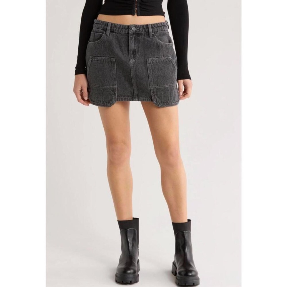 PTCL Carpenter Denim Mini Skirt Faded Gray Wash